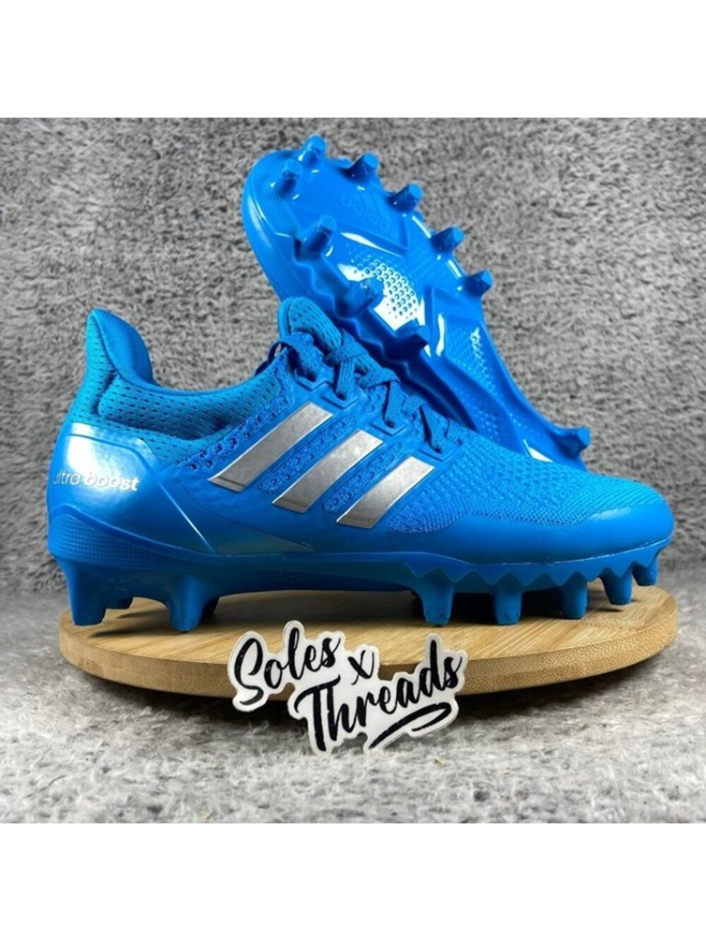 Adidas UltraBoost Primeknit Football Cleats Size 9 Men Solar Blue JP7412